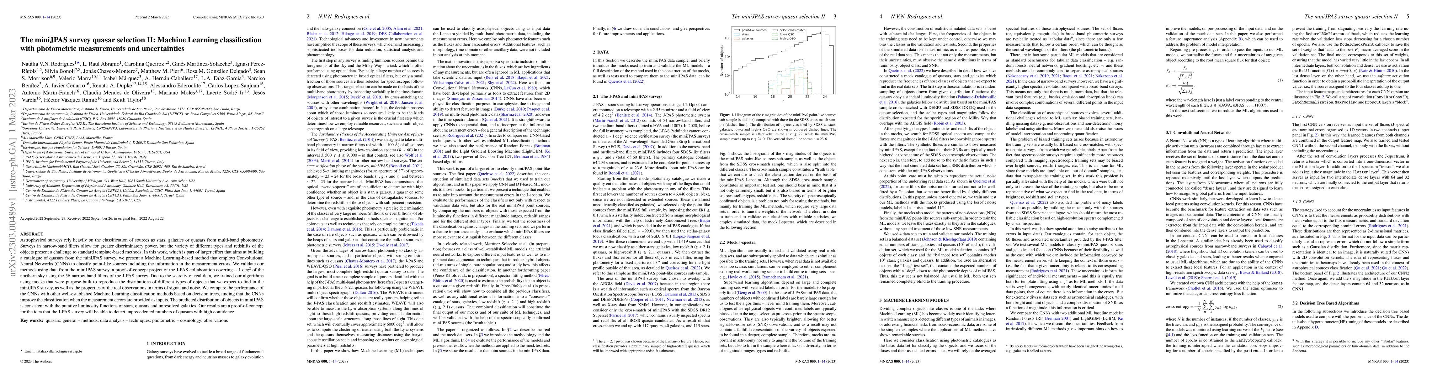 Thumbnail for The miniJPAS survey quasar selection II: Machine learning classification
  with photometric measurements and uncertainties