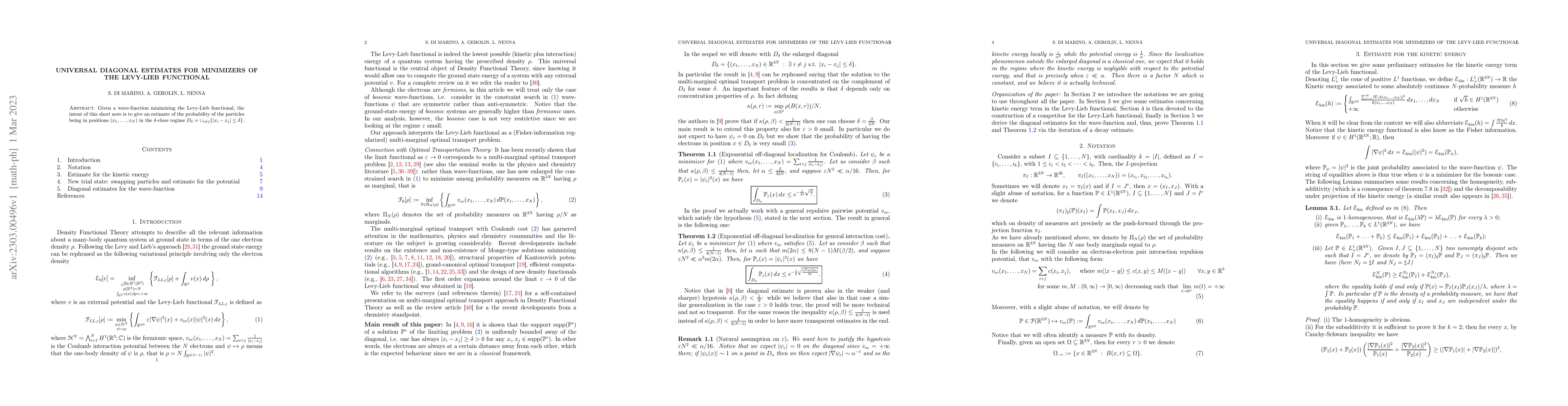 Thumbnail for Universal diagonal estimates for minimizers of the Levy-Lieb functional