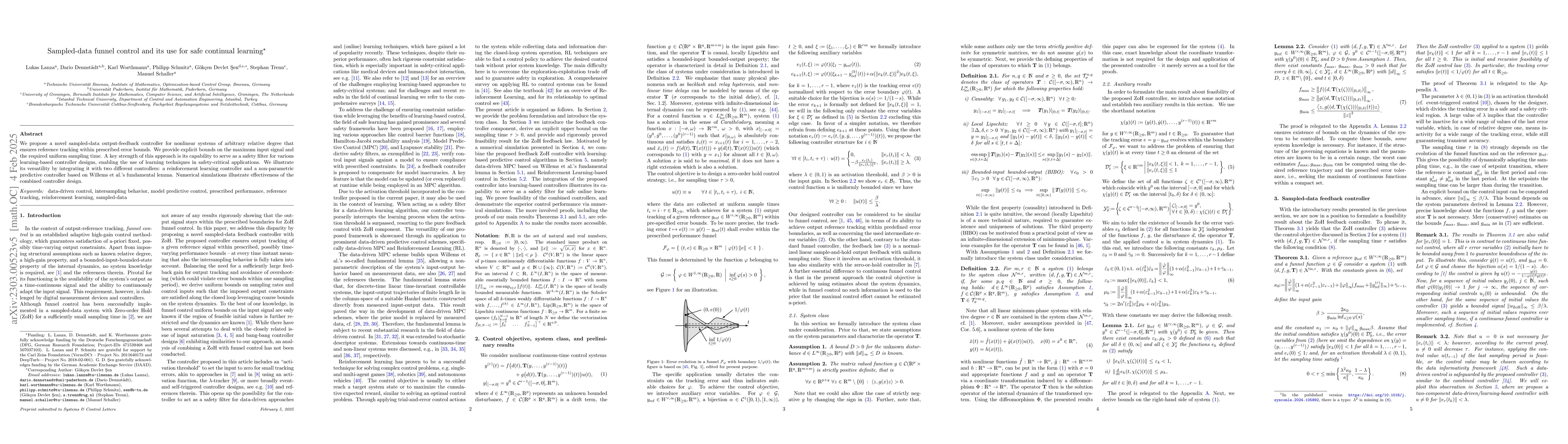 Thumbnail for Sampled-data funnel control and its use for safe continual learning