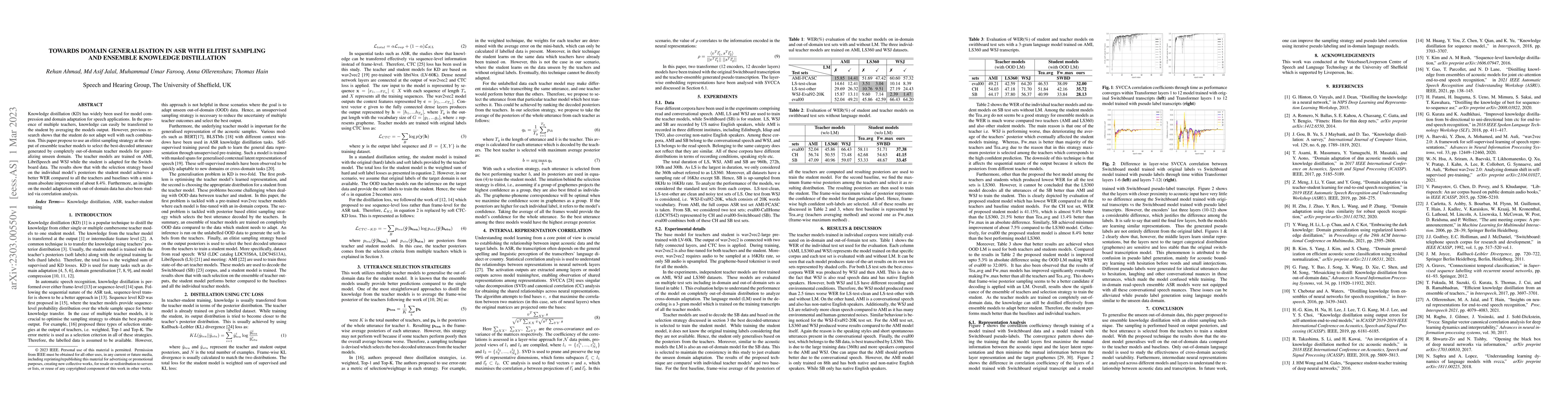 Thumbnail for Towards domain generalisation in ASR with elitist sampling and ensemble
  knowledge distillation