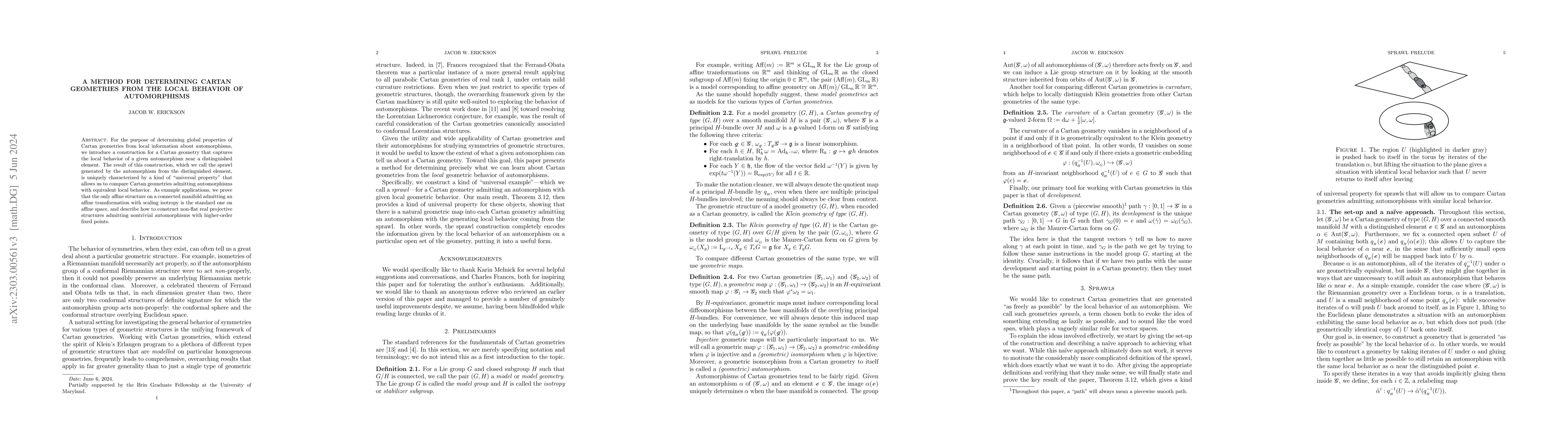Thumbnail for A method for determining Cartan geometries from the local behavior of
  automorphisms