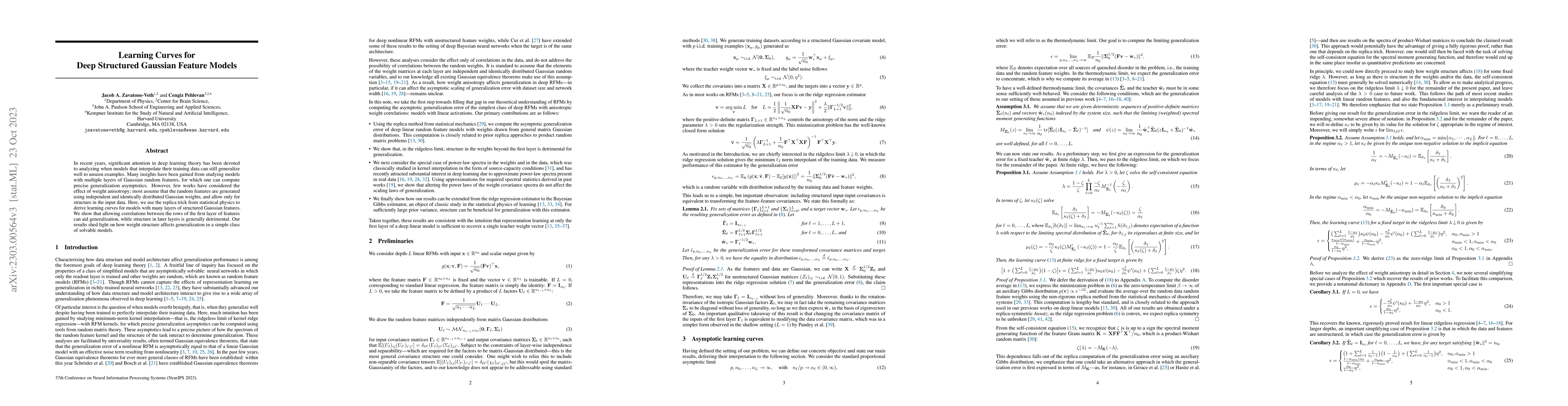 Thumbnail for Learning curves for deep structured Gaussian feature models