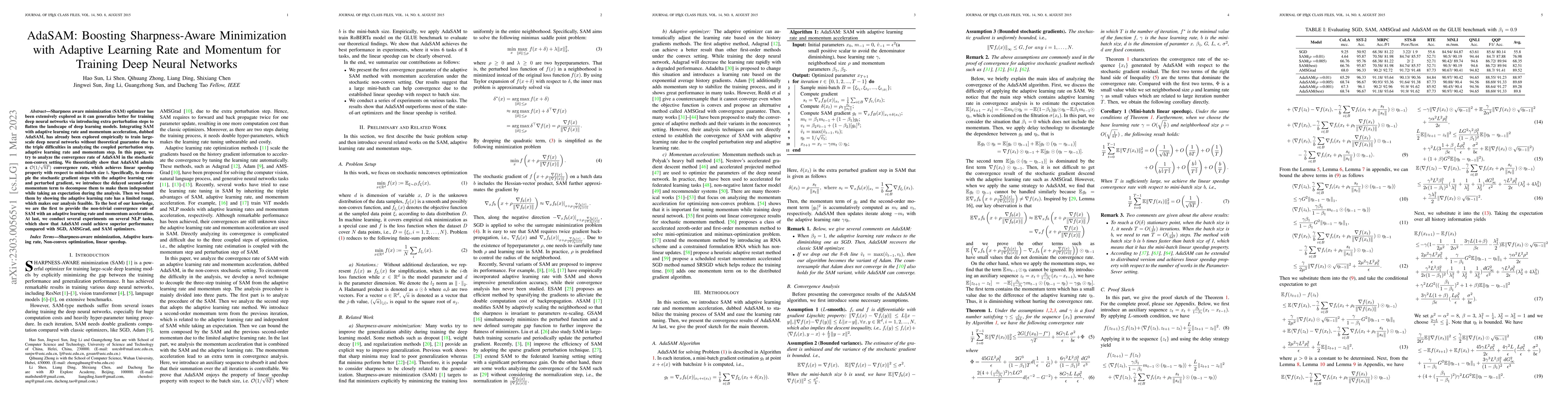 Thumbnail for AdaSAM: Boosting Sharpness-Aware Minimization with Adaptive Learning
  Rate and Momentum for Training Deep Neural Networks