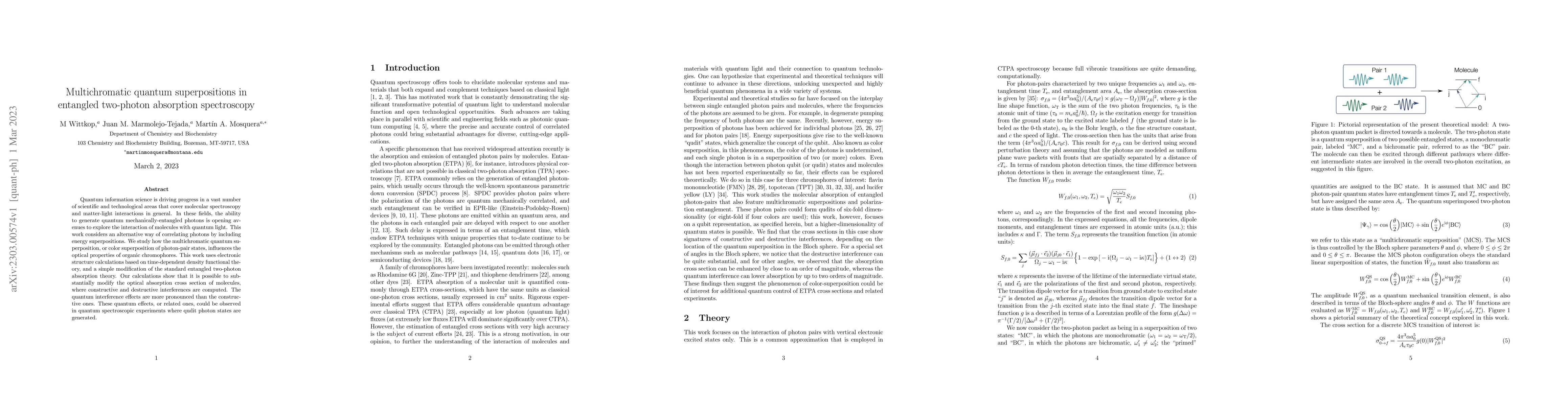 Thumbnail for Multichromatic Quantum Superpositions in Entangled Two-Photon Absorption
  Spectroscopy
