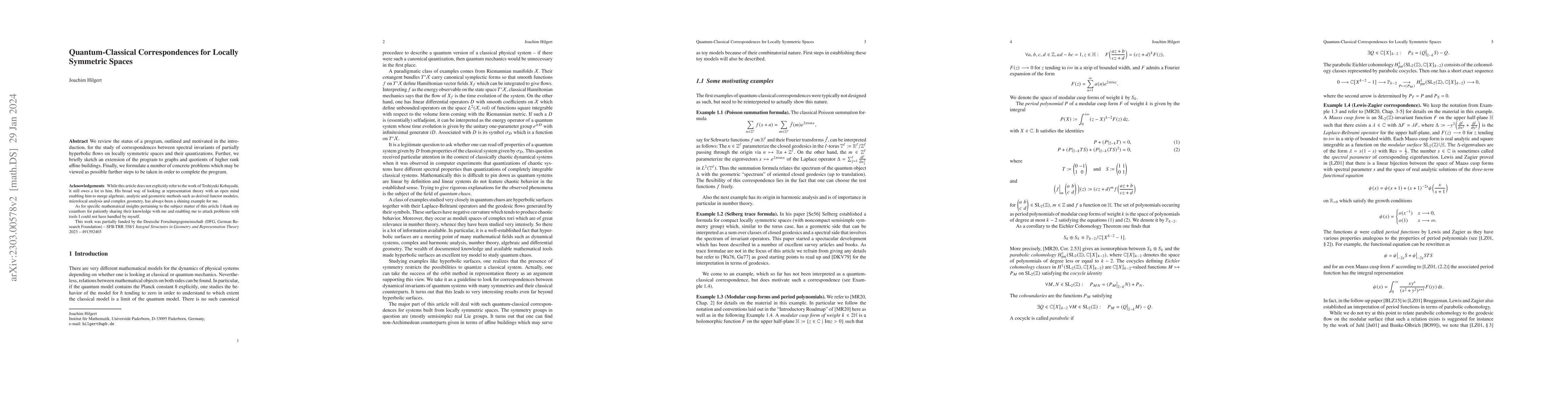 Thumbnail for Quantum-Classical Correspondences for Locally Symmetric Spaces