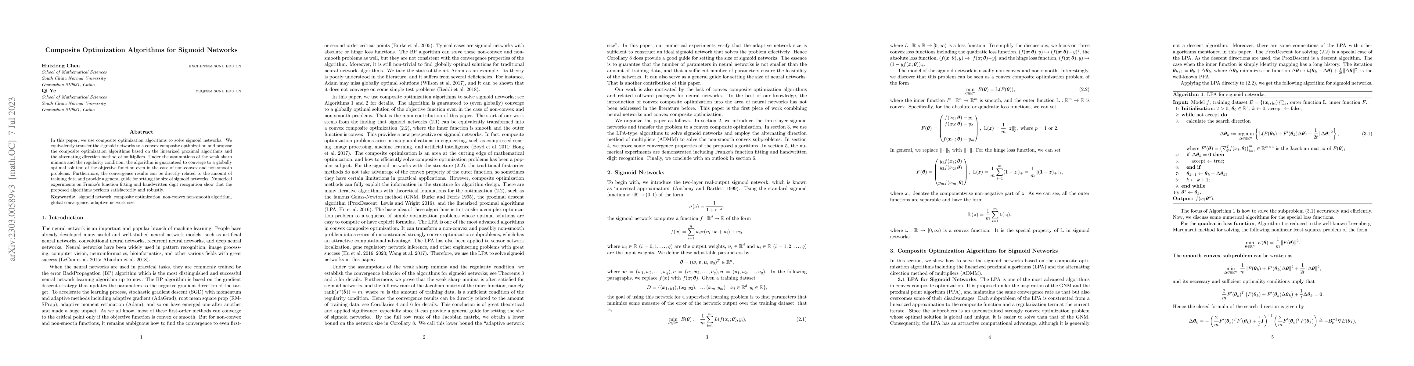 Thumbnail for Composite Optimization Algorithms for Sigmoid Networks