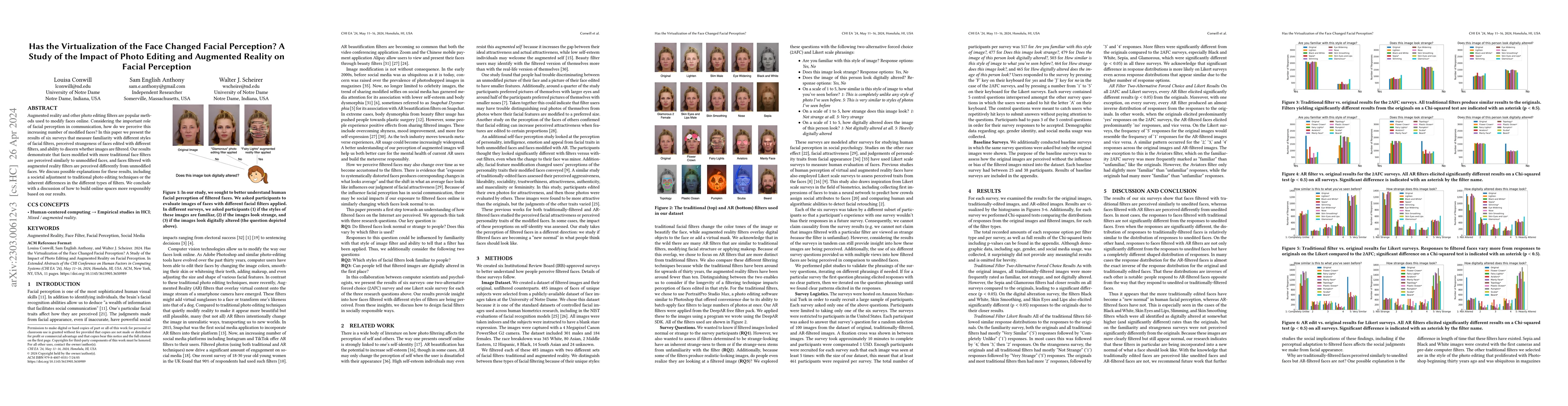 Thumbnail for Has the Virtualization of the Face Changed Facial Perception? A Study of
  the Impact of Photo Editing and Augmented Reality on Facial Perception