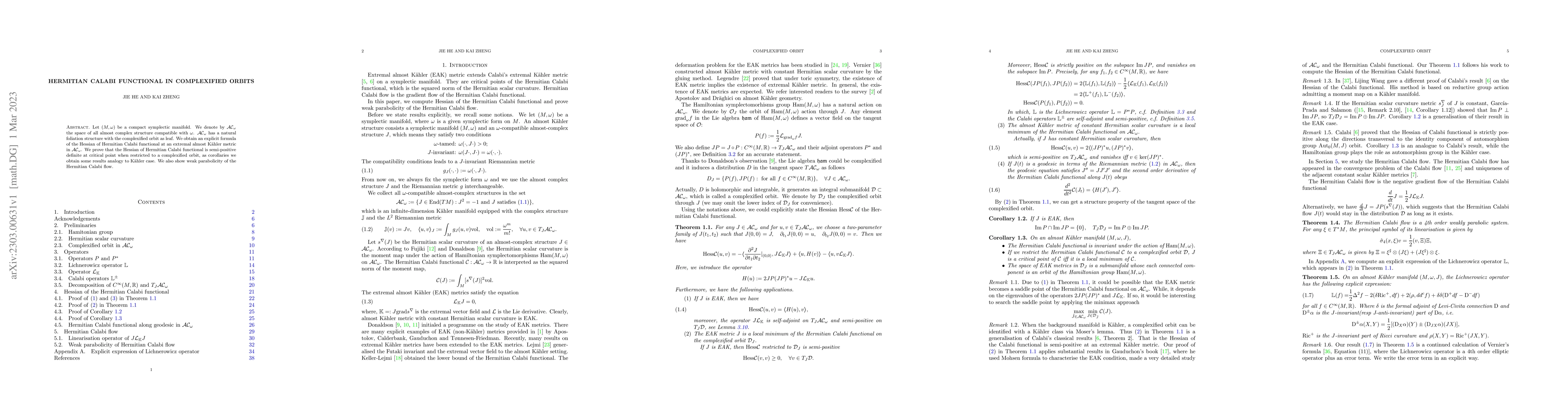 Thumbnail for Hermitian Calabi functional in complexified orbits