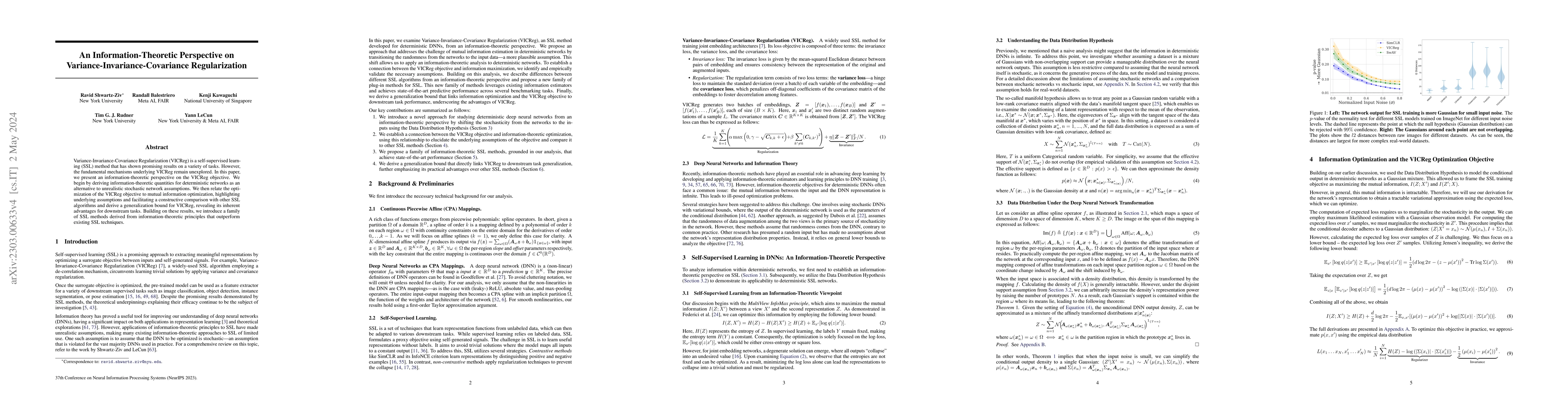Thumbnail for An Information-Theoretic Perspective on Variance-Invariance-Covariance
  Regularization