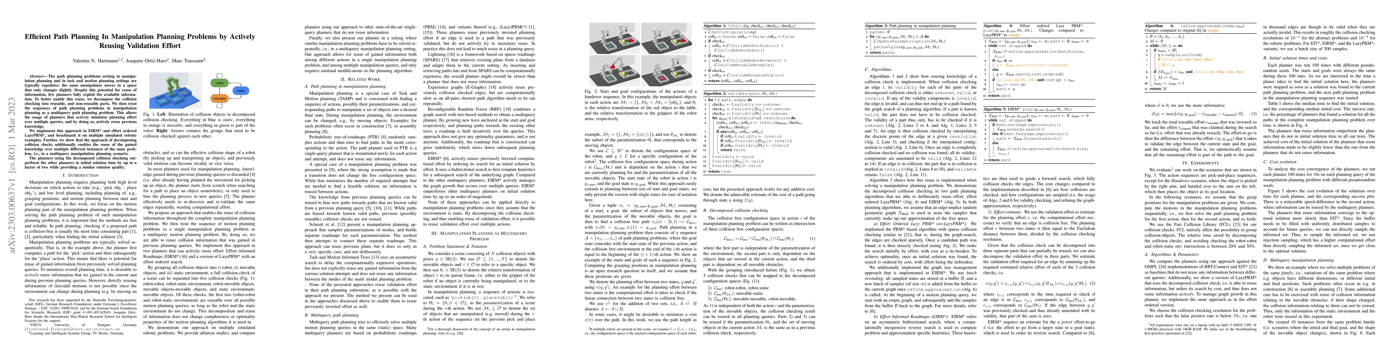 Thumbnail for Efficient Path Planning In Manipulation Planning Problems by Actively
  Reusing Validation Effort