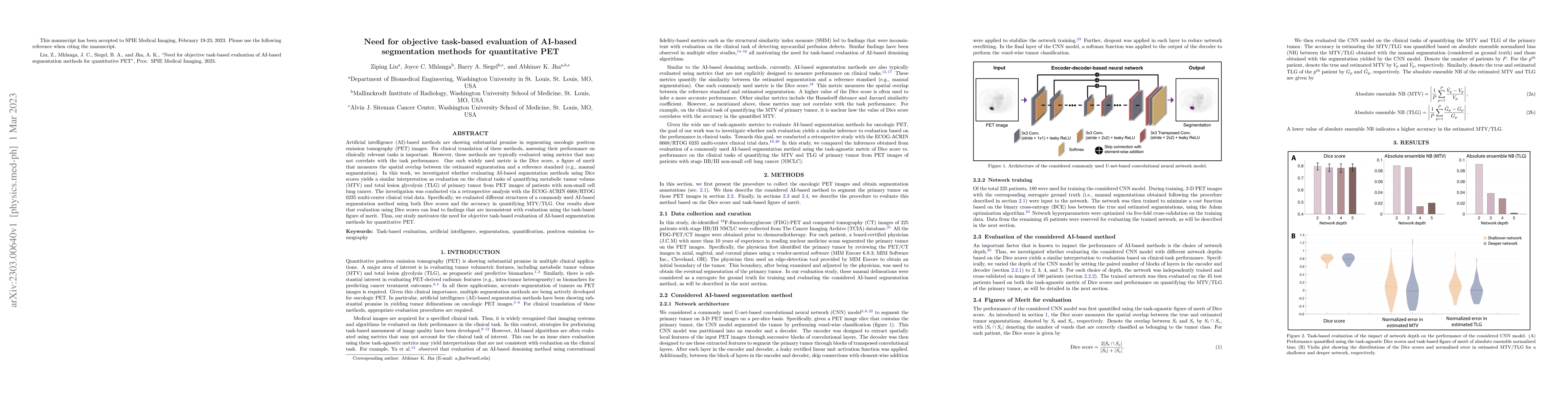 Thumbnail for Need for objective task-based evaluation of AI-based segmentation
  methods for quantitative PET