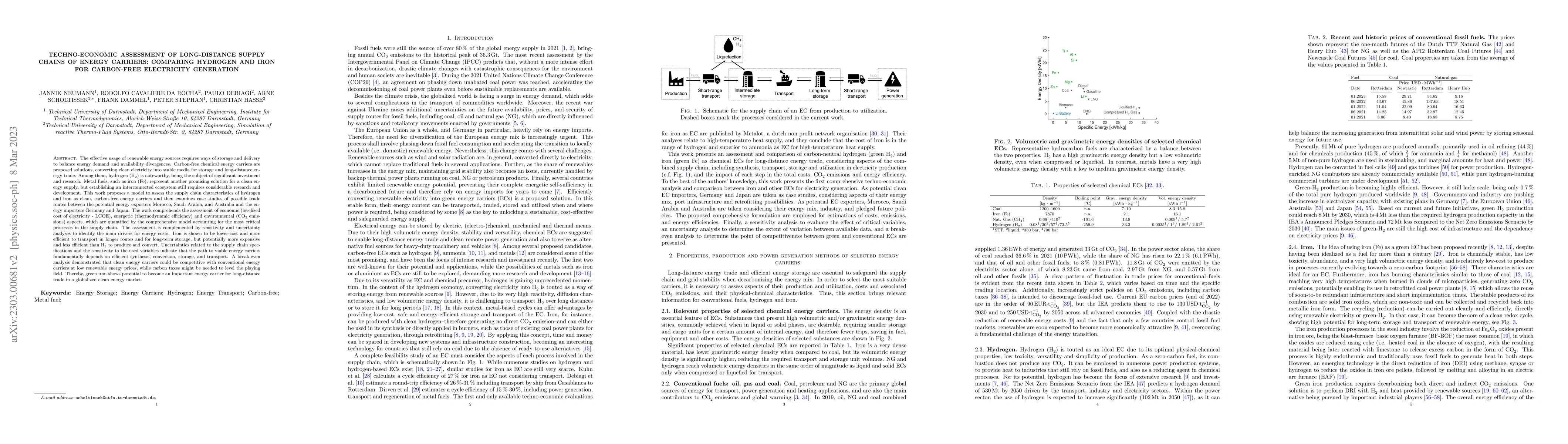 Thumbnail for Techno-economic assessment of long-distance supply chains of energy
  carriers: Comparing hydrogen and iron for carbon-free electricity generation