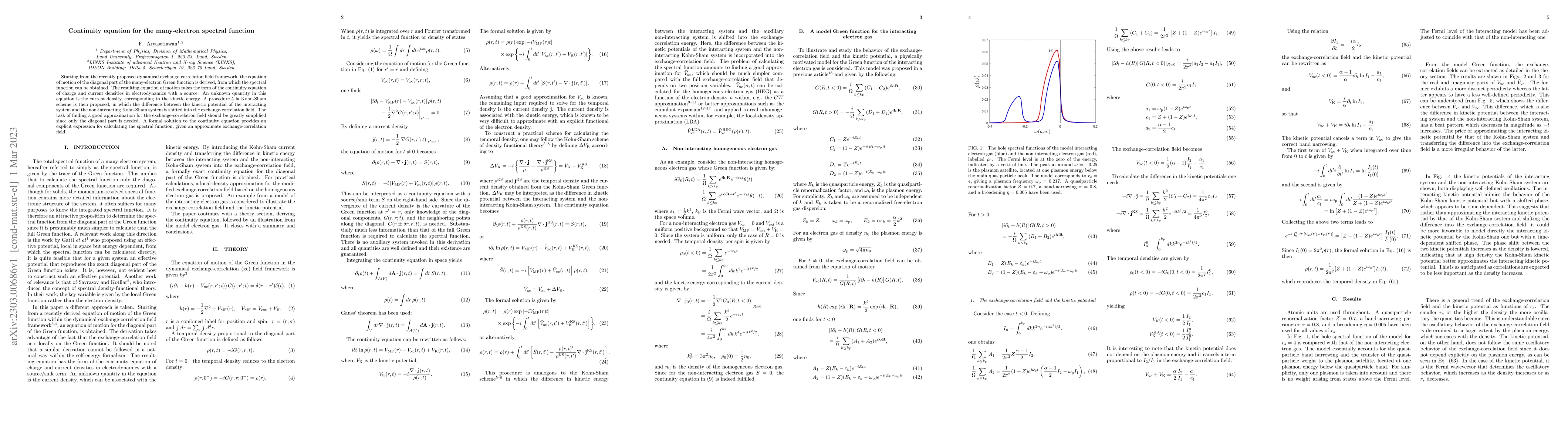 Thumbnail for Continuity equation for the many-electron spectral function