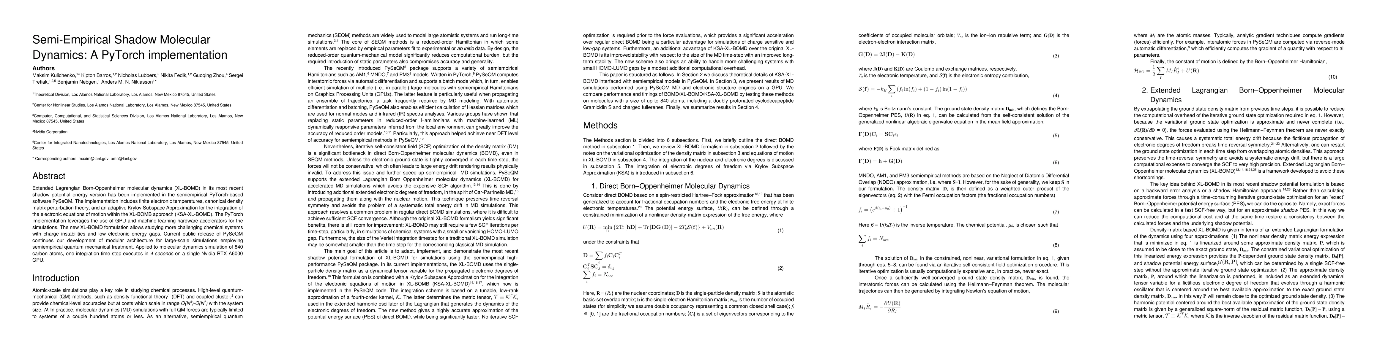 Thumbnail for Semi-Empirical Shadow Molecular Dynamics: A PyTorch implementation