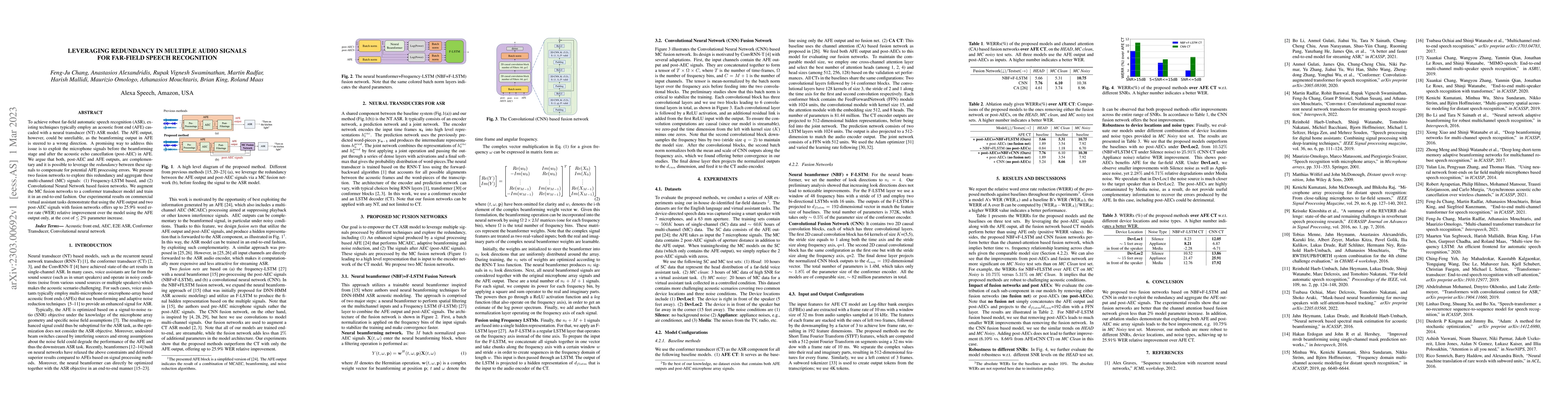 Thumbnail for Leveraging Redundancy in Multiple Audio Signals for Far-Field Speech
  Recognition