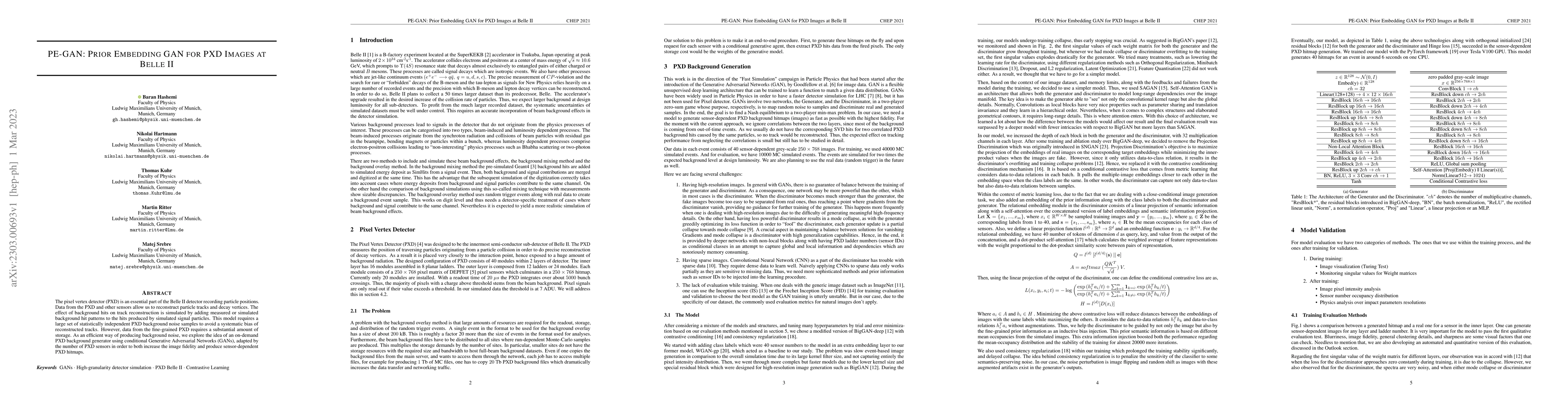 Thumbnail for PE-GAN: Prior Embedding GAN for PXD images at Belle II