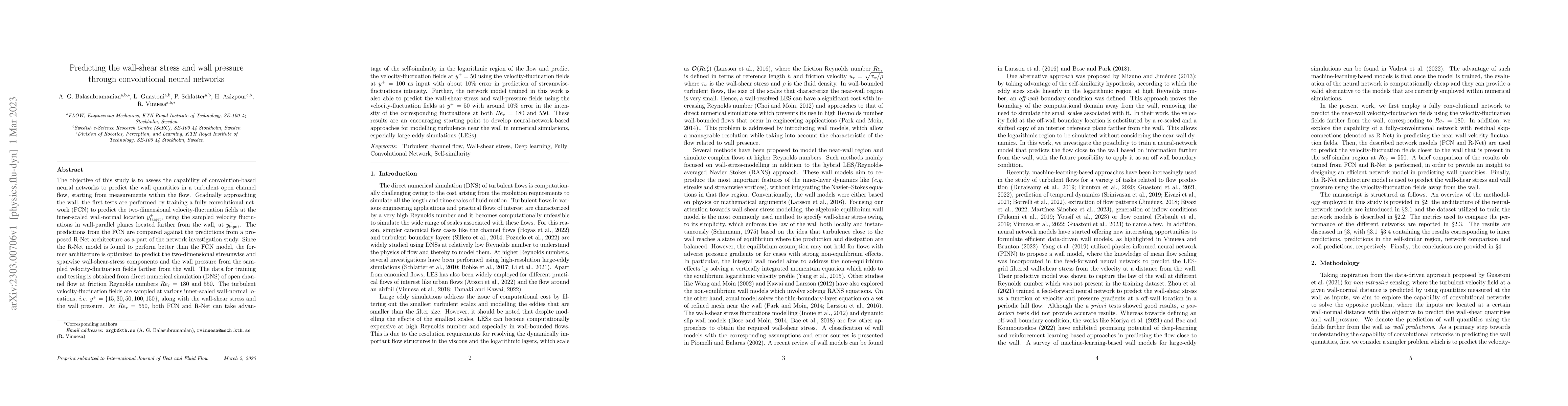 Thumbnail for Predicting the wall-shear stress and wall pressure through convolutional
  neural networks
