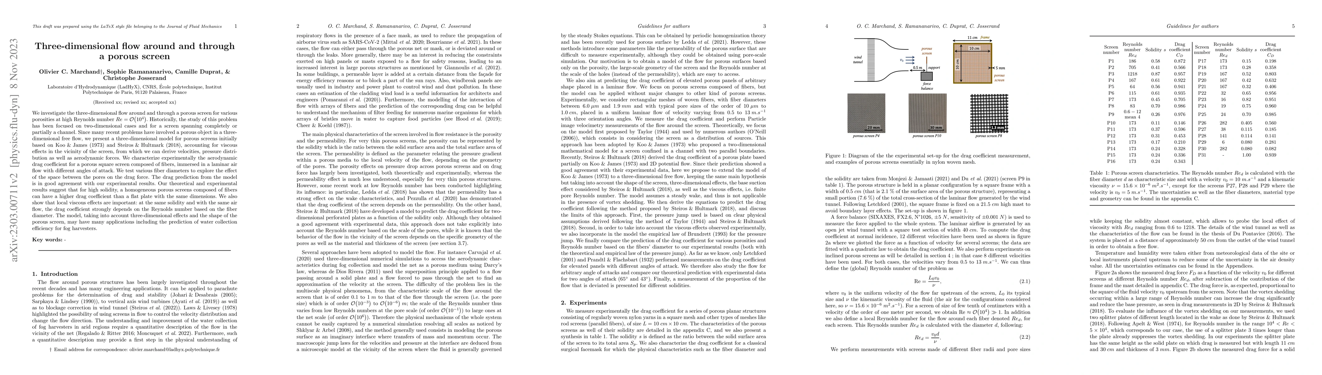 Thumbnail for Three-dimensional flow around and through a porous screen