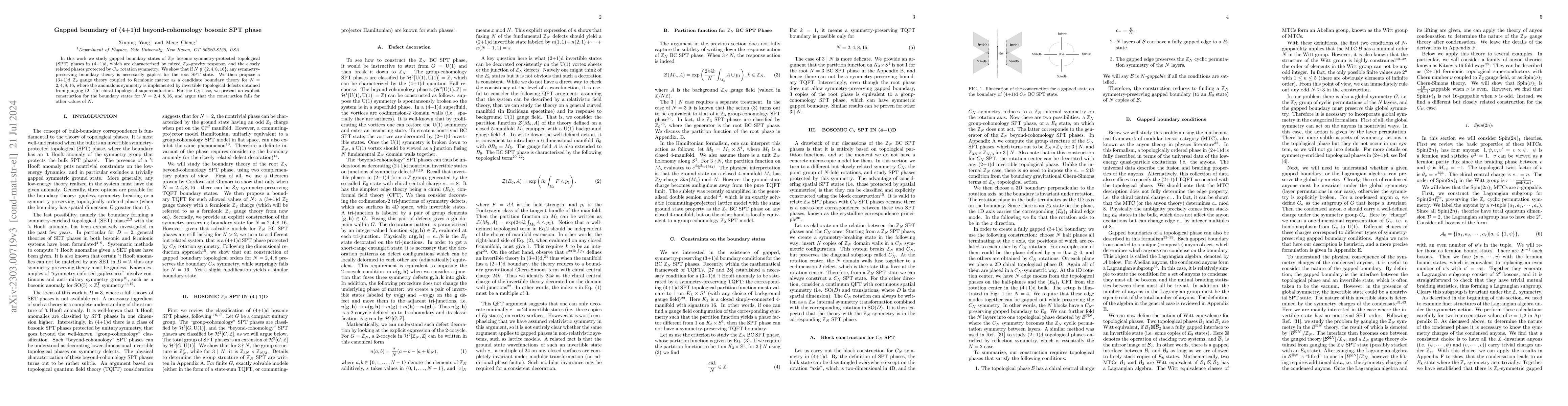Thumbnail for Gapped boundary of (4+1)d beyond-cohomology bosonic SPT phase