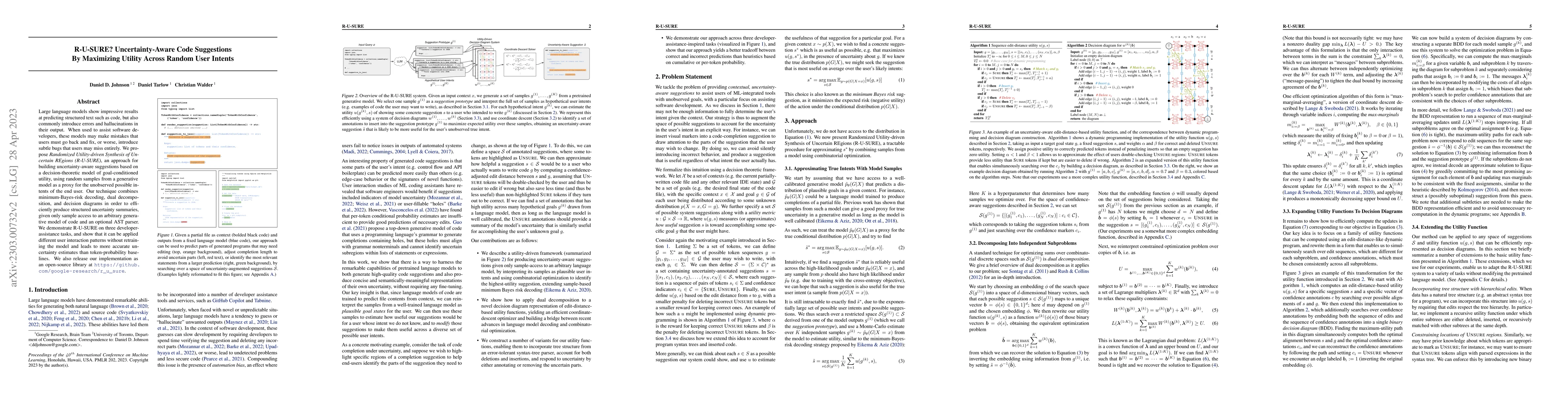 Thumbnail for R-U-SURE? Uncertainty-Aware Code Suggestions By Maximizing Utility
  Across Random User Intents