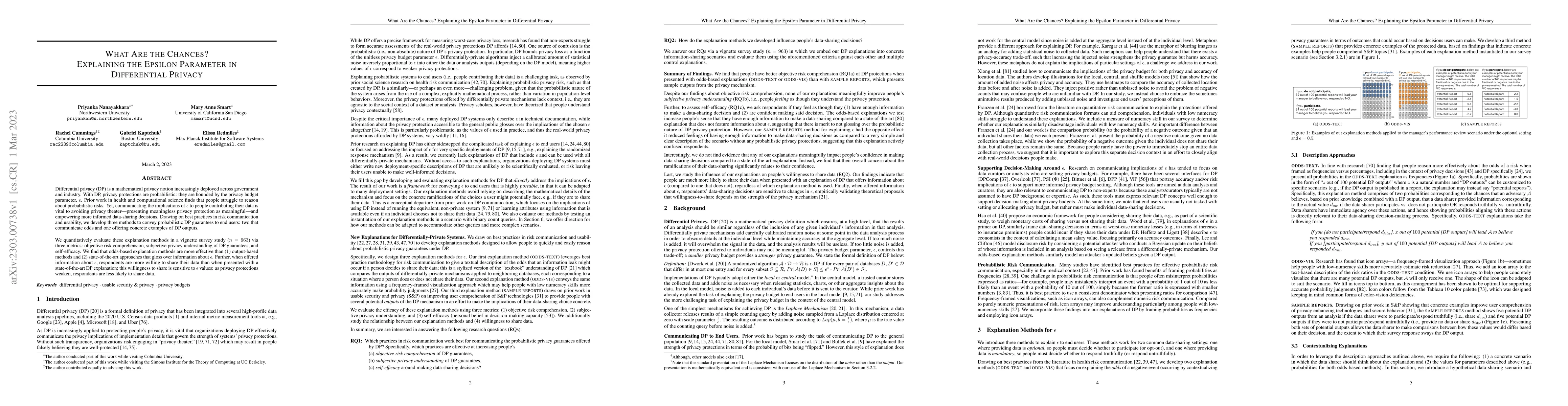 Thumbnail for What Are the Chances? Explaining the Epsilon Parameter in Differential
  Privacy