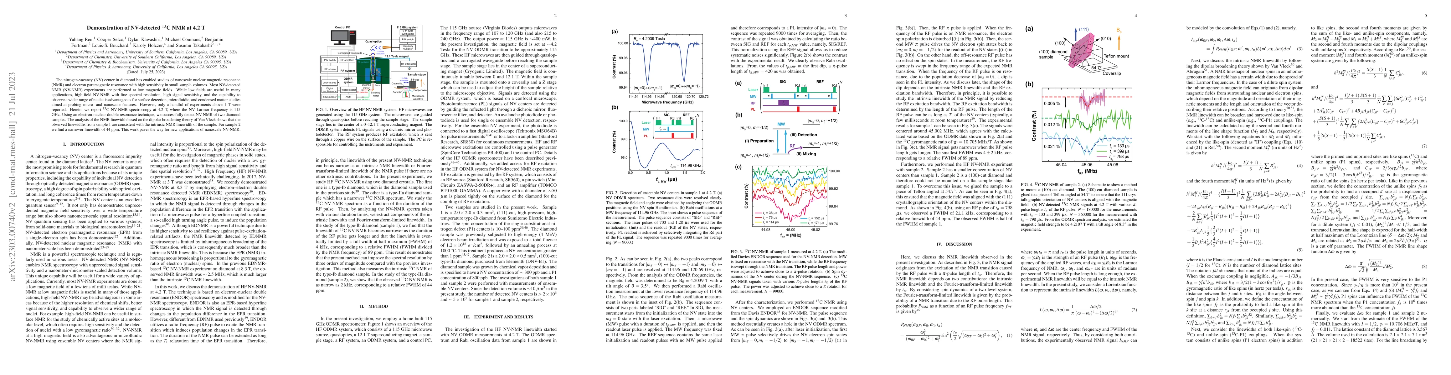 Thumbnail for Demonstration of NV-detected $^{13}$C NMR at 4.2 T