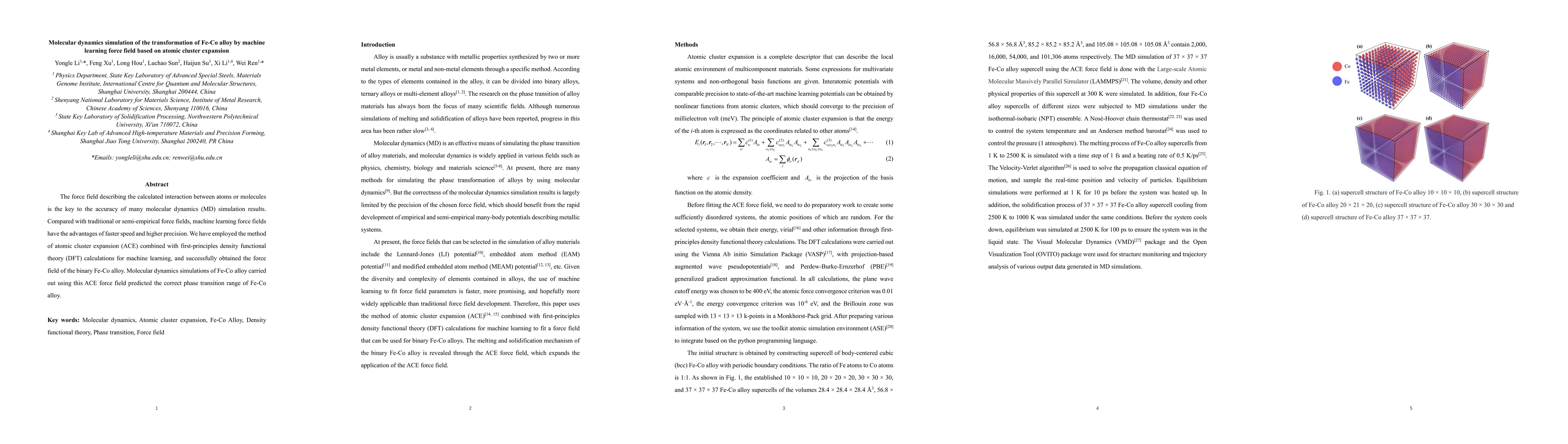 Thumbnail for Molecular dynamics simulation of the transformation of Fe-Co alloy by
  machine learning force field based on atomic cluster expansion