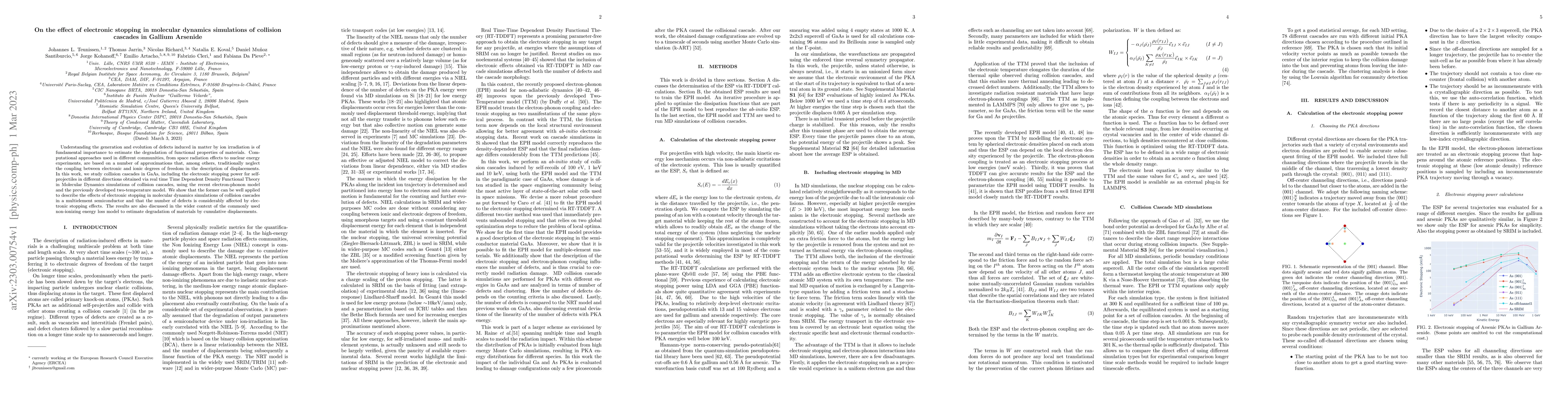Thumbnail for On the effect of electronic stopping in molecular dynamics simulations
  of collision cascades in Gallium Arsenide