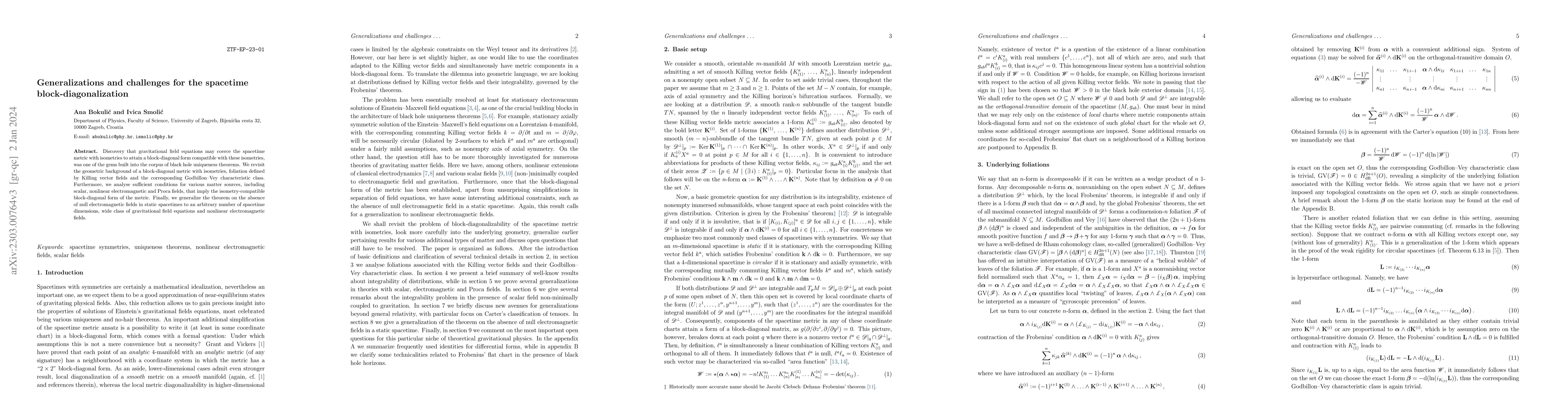Thumbnail for Generalizations and challenges for the spacetime block-diagonalization