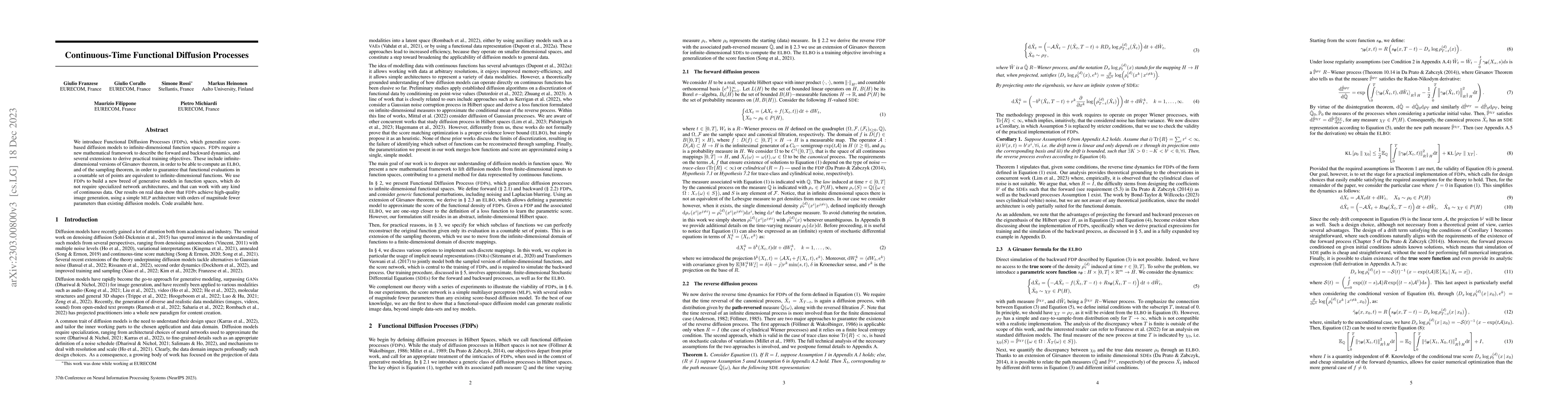 Thumbnail for Continuous-Time Functional Diffusion Processes