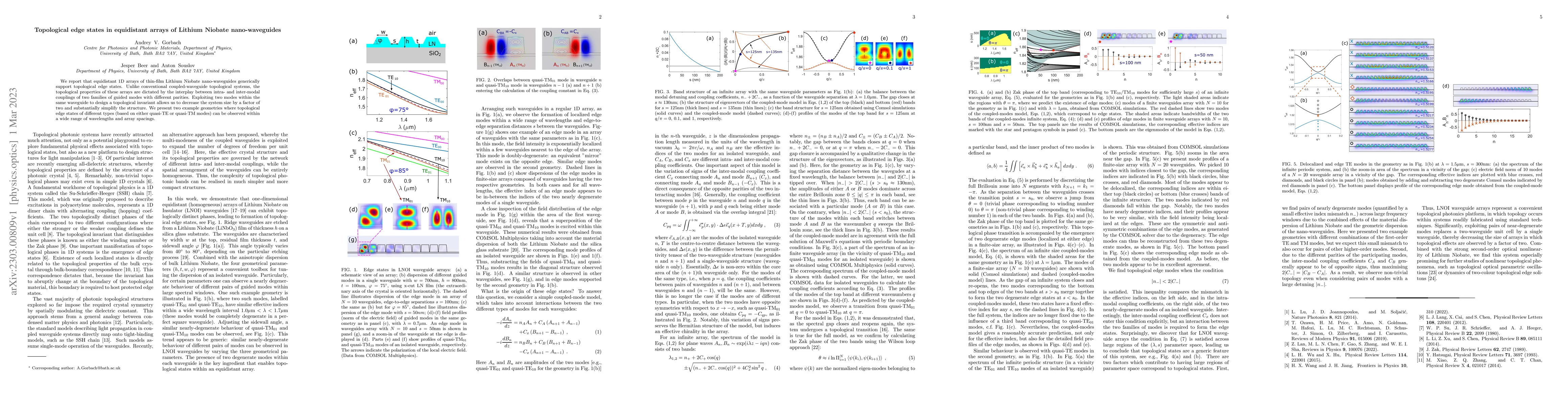 Thumbnail for Topological edge states in equidistant arrays of Lithium Niobate
  nano-waveguides