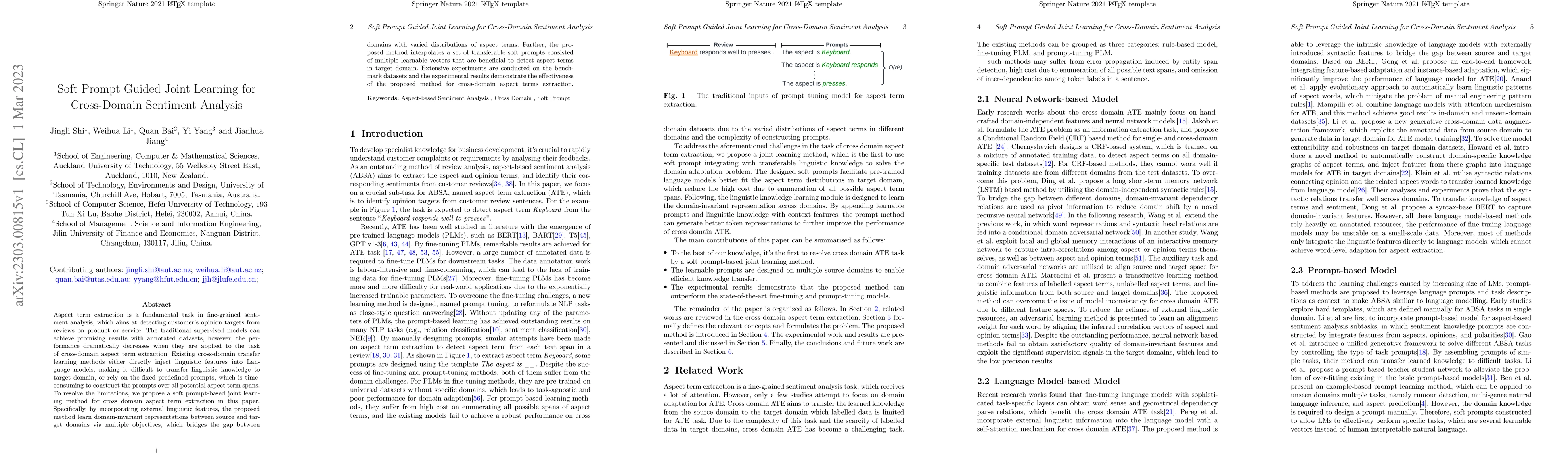 Thumbnail for Soft Prompt Guided Joint Learning for Cross-Domain Sentiment Analysis