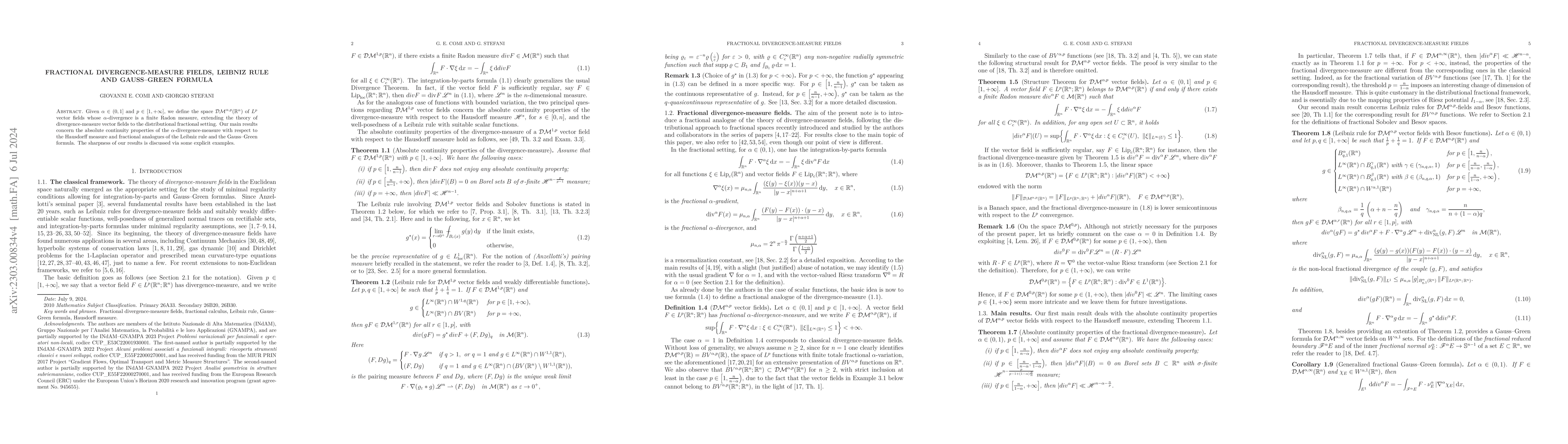Thumbnail for Fractional divergence-measure fields, Leibniz rule and Gauss-Green
  formula