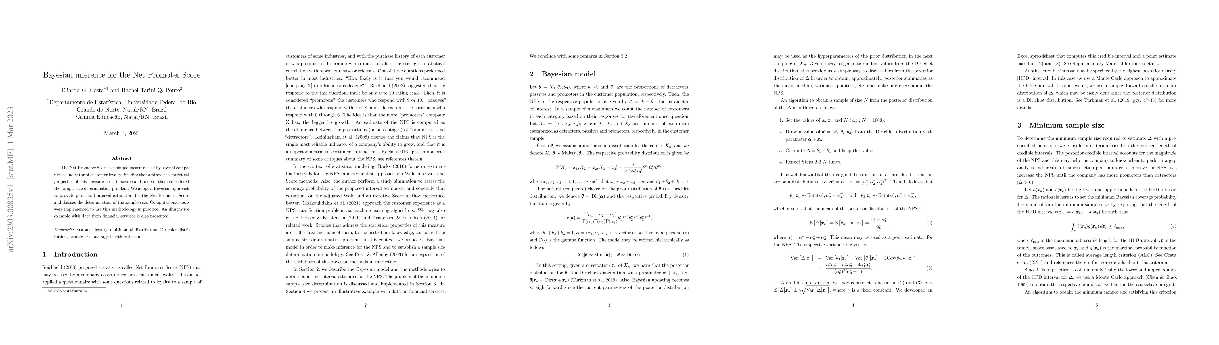 Thumbnail for Bayesian inference for the Net Promoter Score
