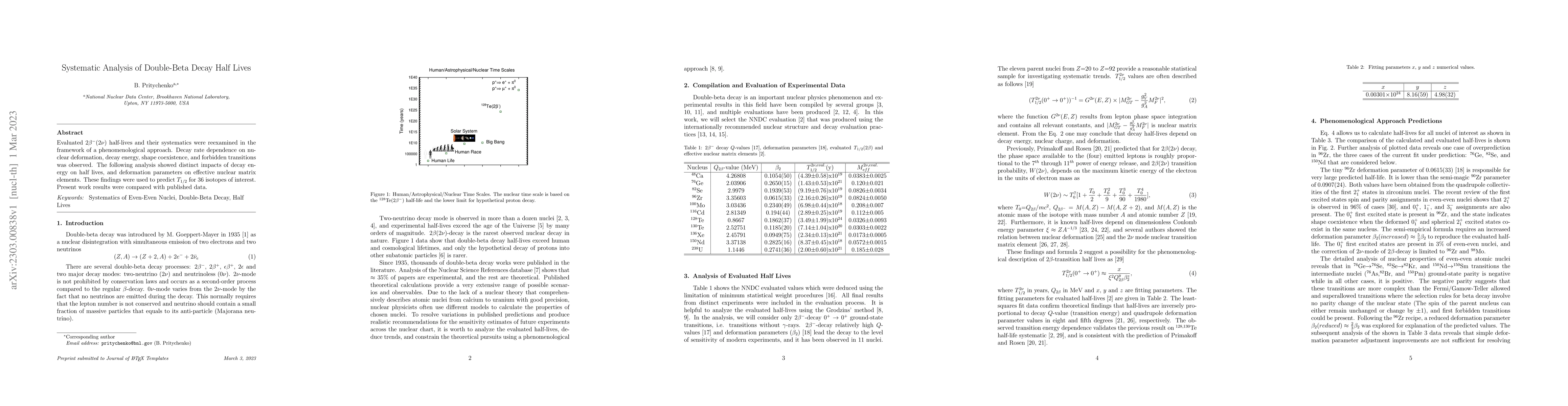 Thumbnail for Systematic Analysis of Double-Beta Decay Half Lives
