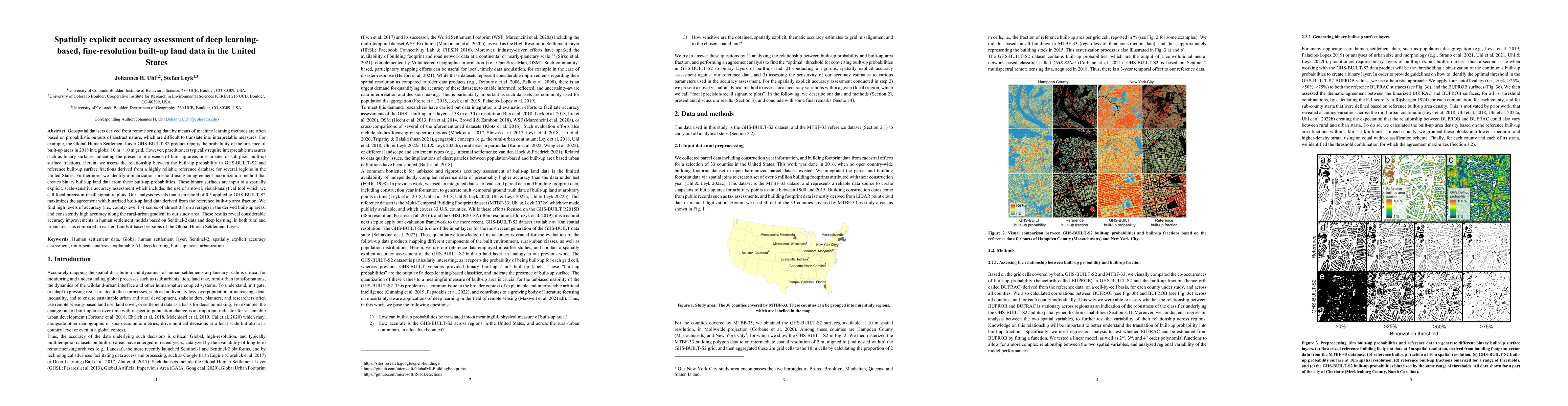 Thumbnail for Spatially explicit accuracy assessment of deep learning-based,
  fine-resolution built-up land data in the United States