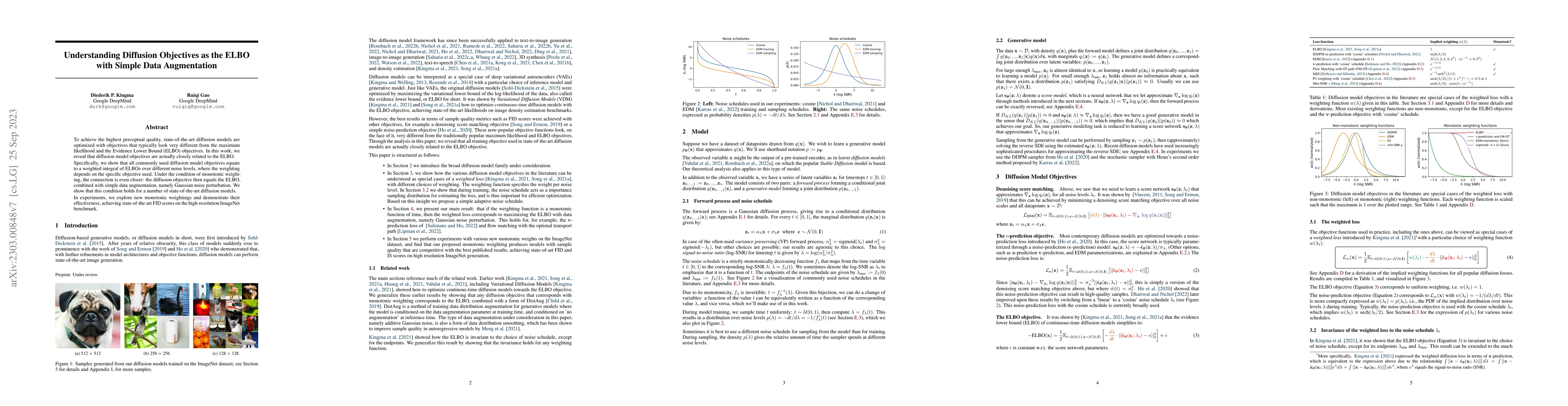 Thumbnail for Understanding Diffusion Objectives as the ELBO with Simple Data
  Augmentation