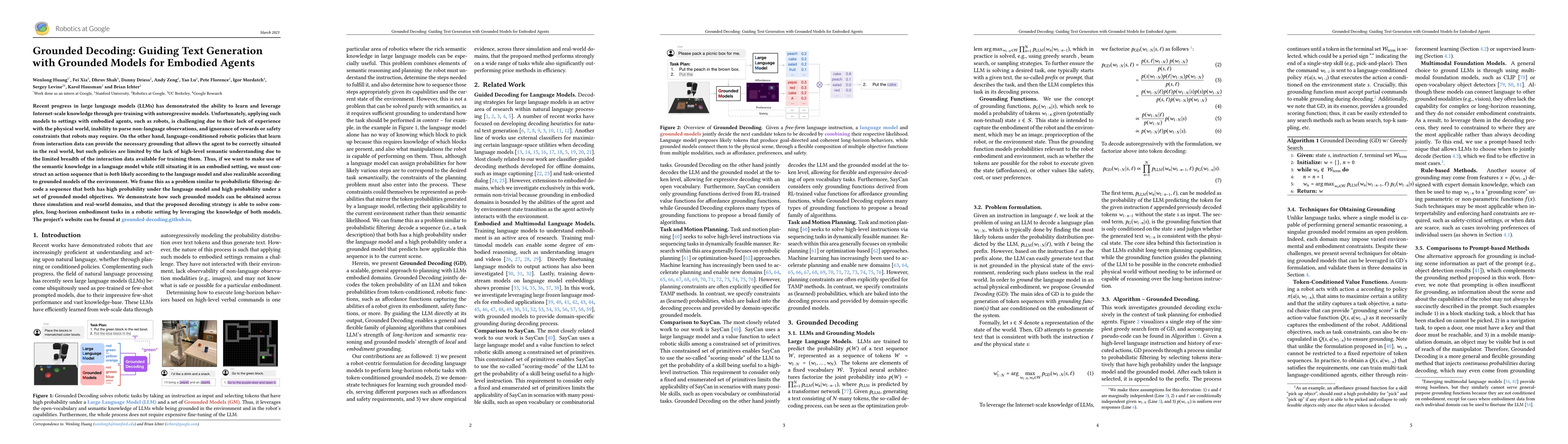 Thumbnail for Grounded Decoding: Guiding Text Generation with Grounded Models for
  Embodied Agents