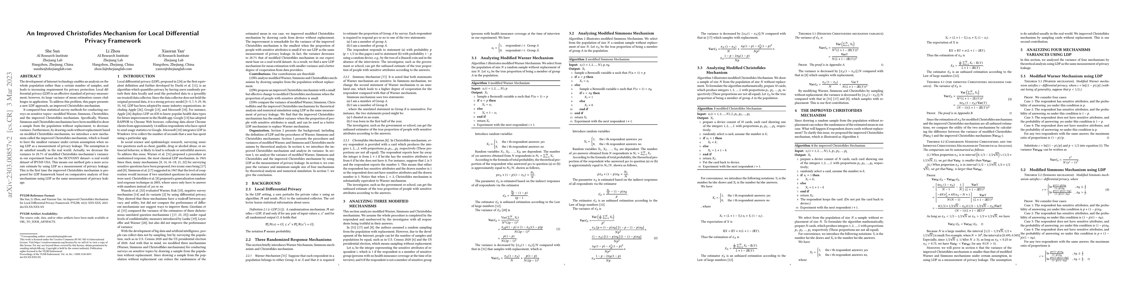 Thumbnail for An Improved Christofides Mechanism for Local Differential Privacy
  Framework