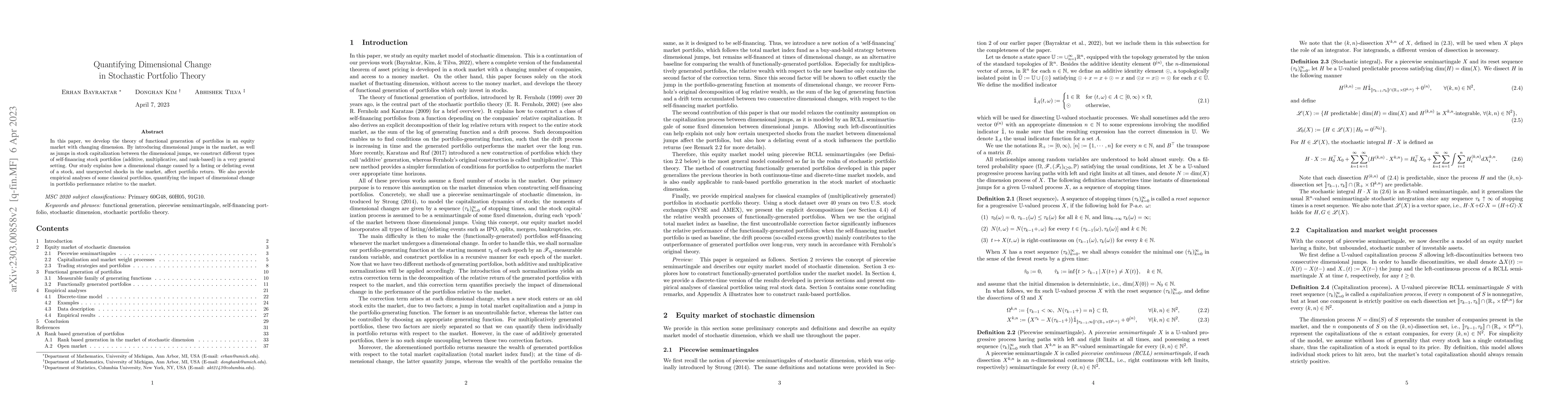 Thumbnail for Quantifying dimensional change in stochastic portfolio theory