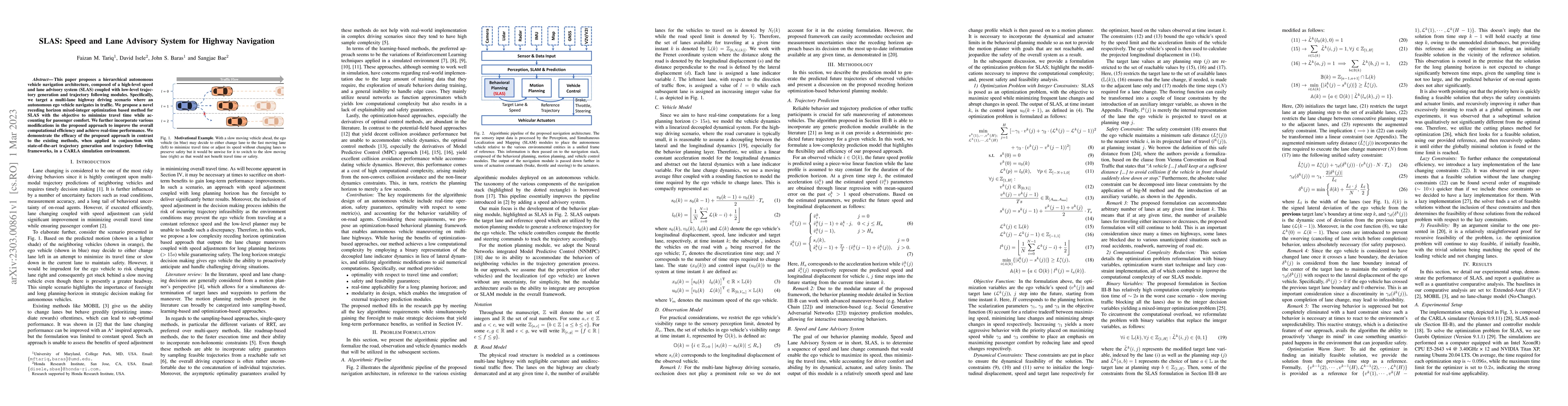 Thumbnail for SLAS: Speed and Lane Advisory System for Highway Navigation