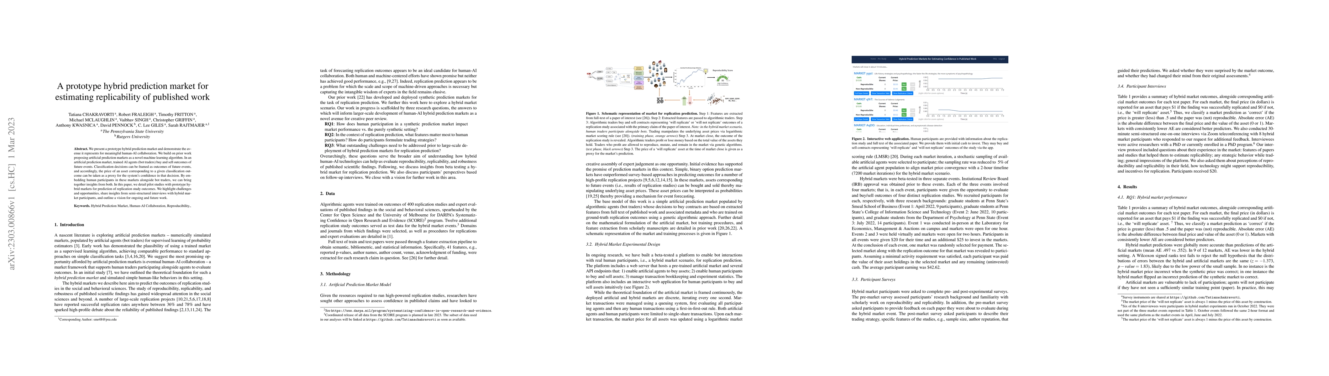 Thumbnail for A prototype hybrid prediction market for estimating replicability of
  published work