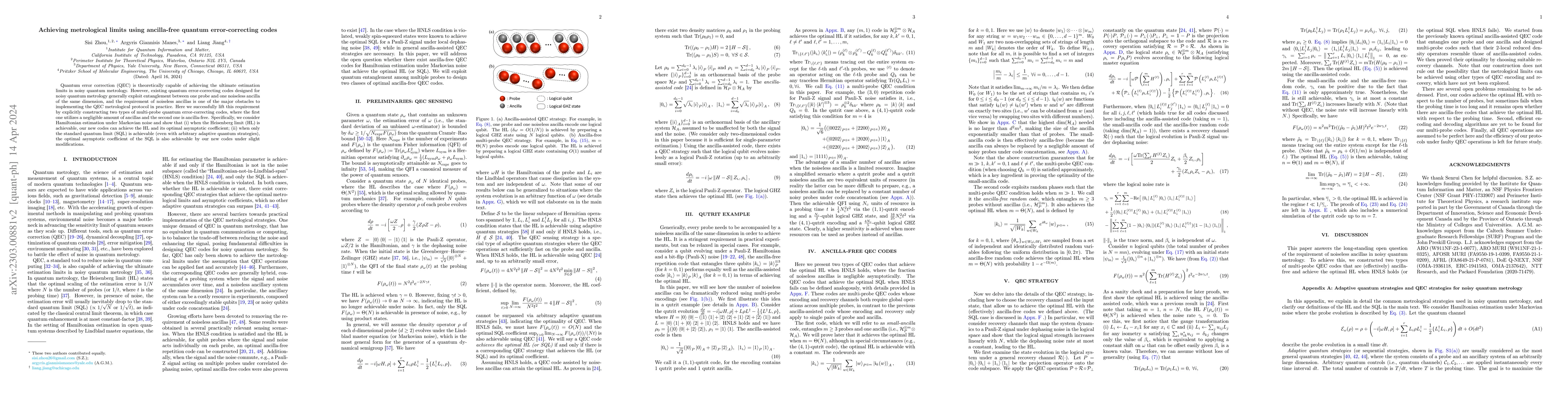 Thumbnail for Achieving metrological limits using ancilla-free quantum
  error-correcting codes