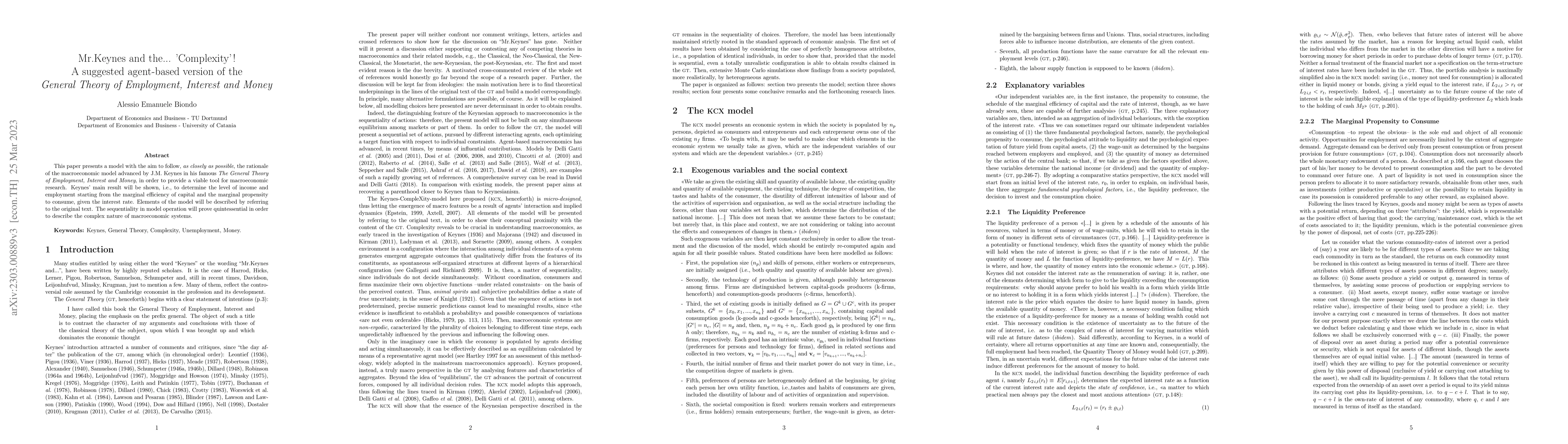 Thumbnail for Mr.Keynes and the... Complexity! A suggested agent-based version of the
  General Theory of Employment, Interest and Money