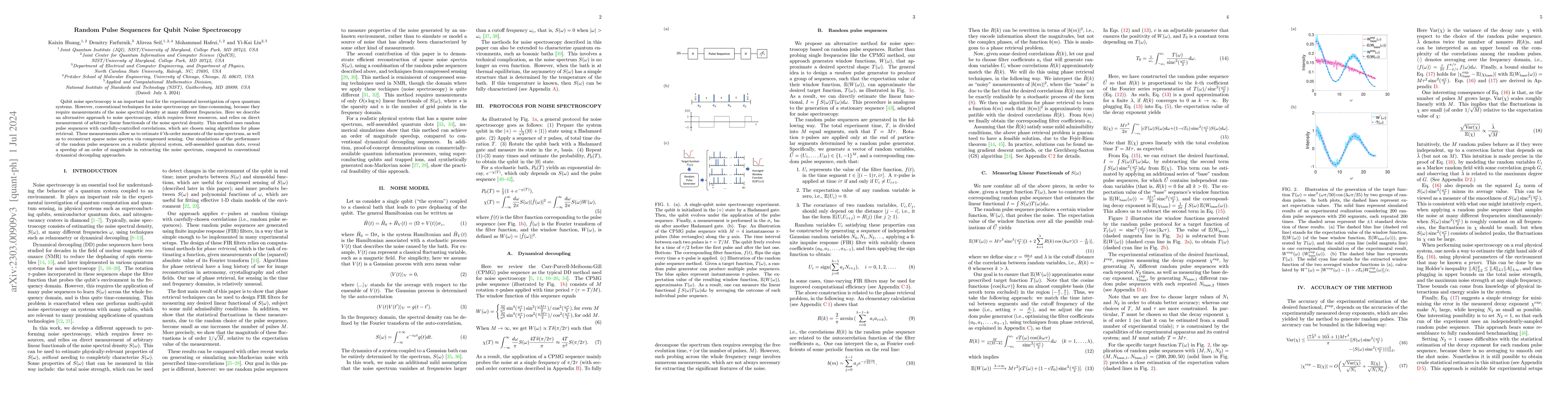 Thumbnail for Random Pulse Sequences for Qubit Noise Spectroscopy