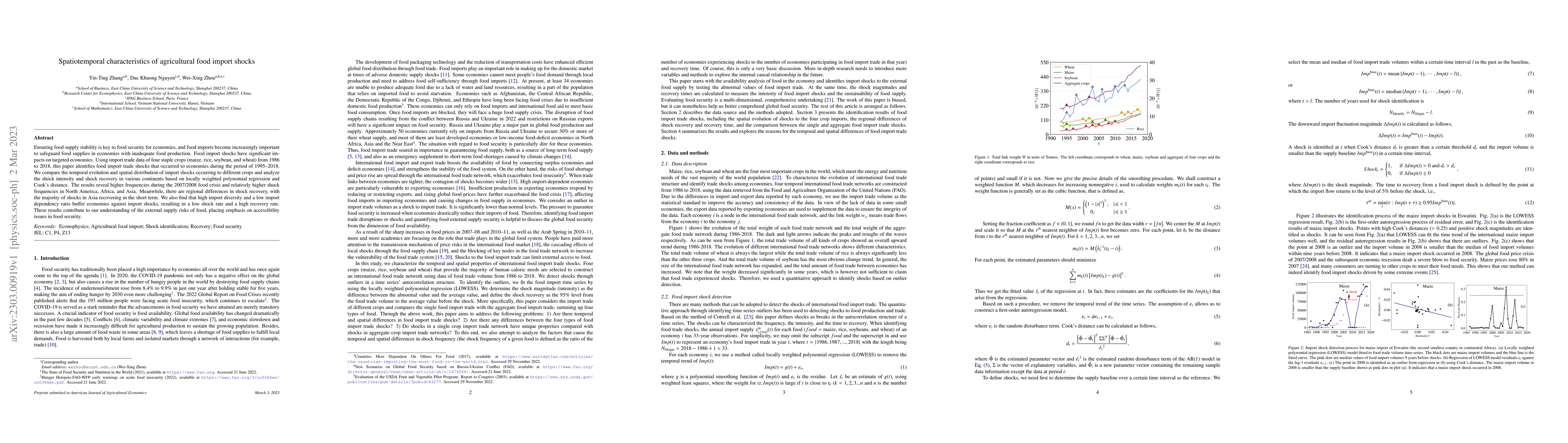 Thumbnail for Spatiotemporal characteristics of agricultural food import shocks
