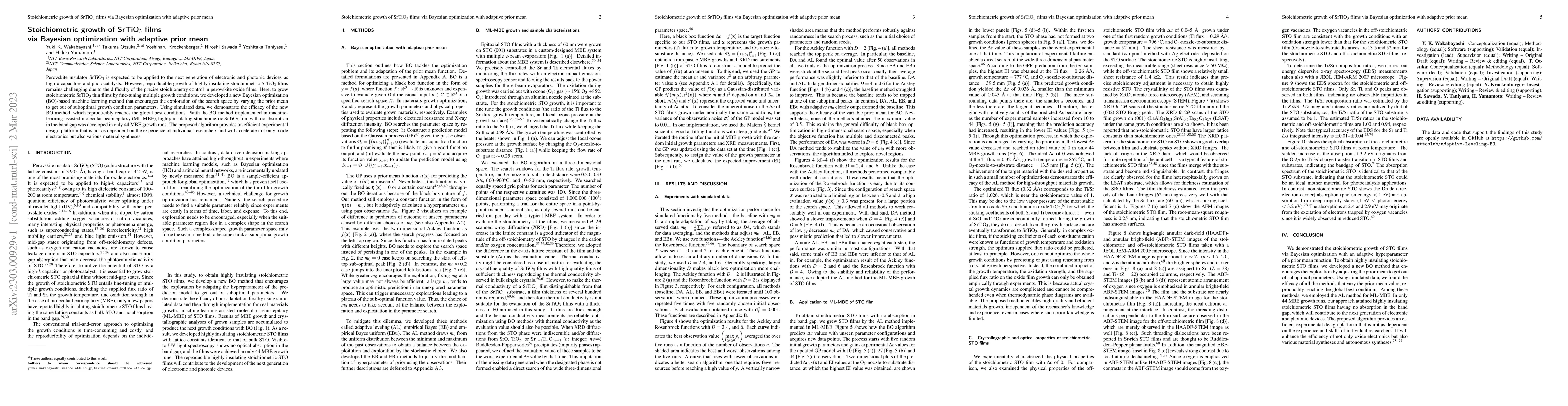 Thumbnail for Stoichiometric growth of SrTiO3 films via Bayesian optimization with
  adaptive prior mean