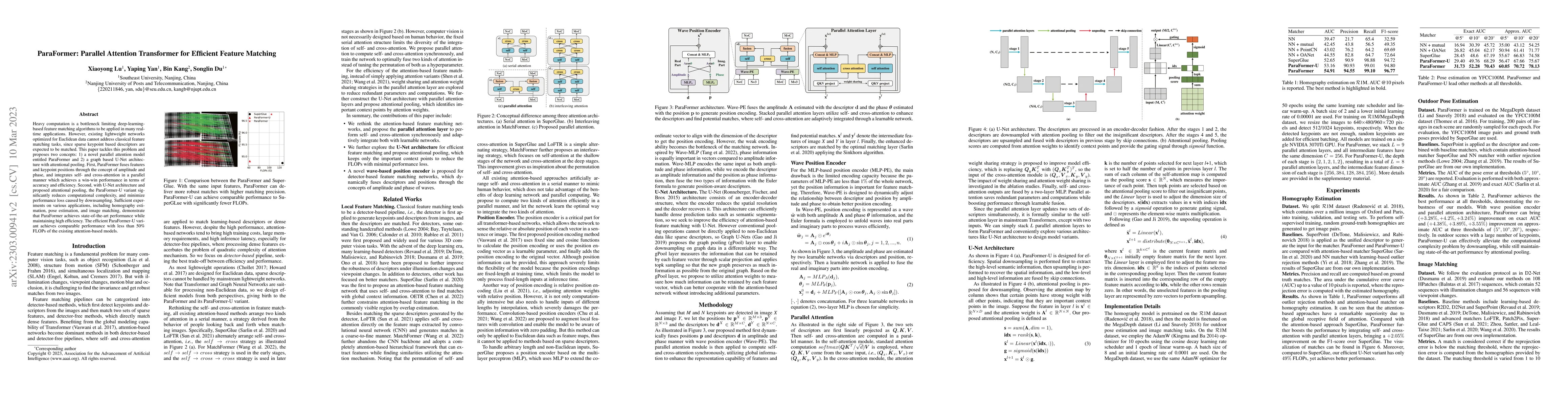 Thumbnail for ParaFormer: Parallel Attention Transformer for Efficient Feature
  Matching