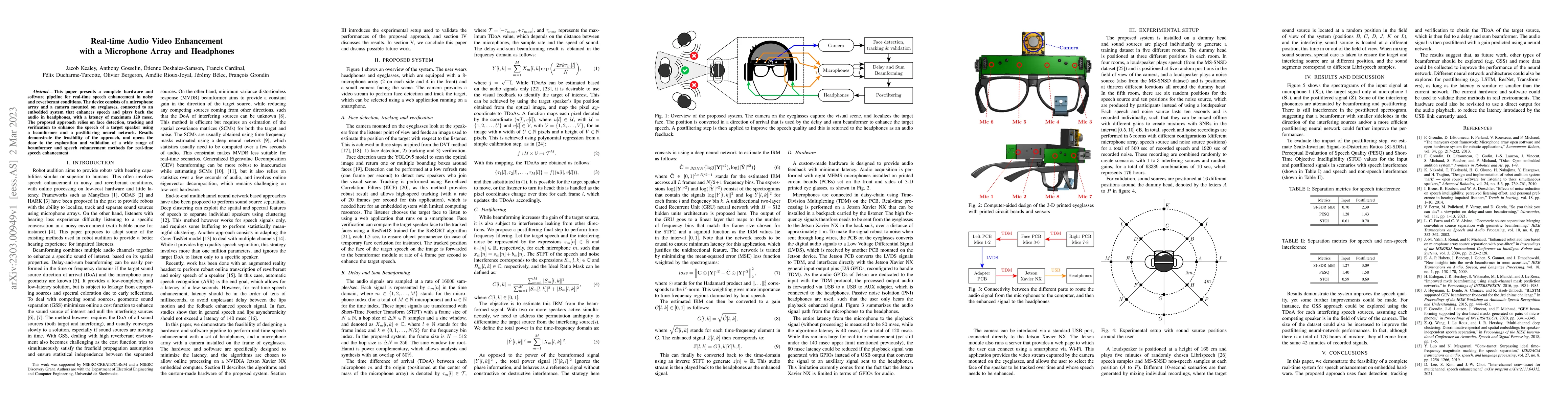 Thumbnail for Real-time Audio Video Enhancement \\with a Microphone Array and
  Headphones