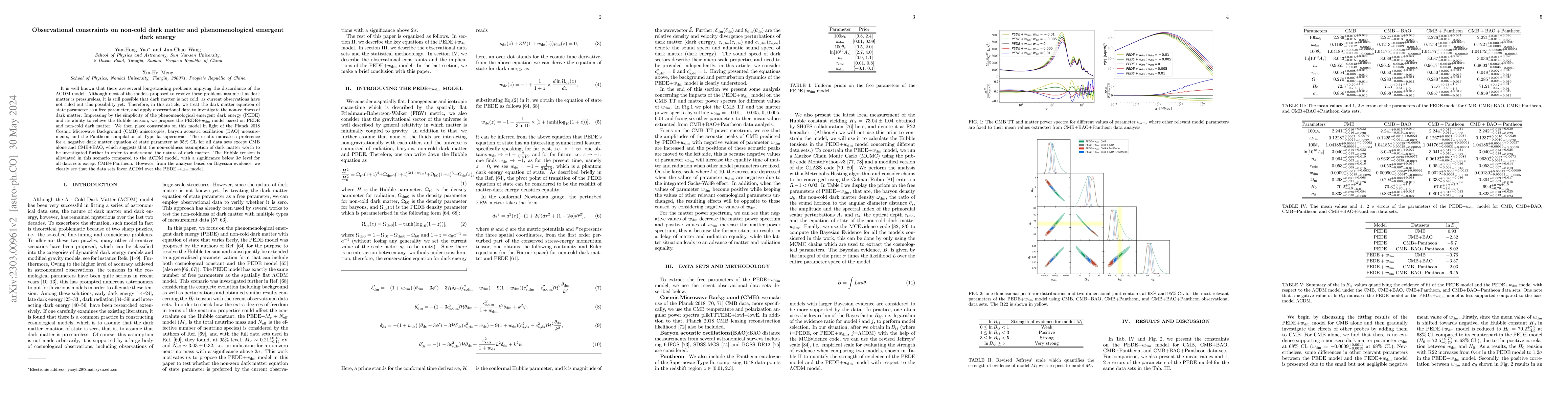 Thumbnail for Observational constraints on noncold dark matter and phenomenological
  emergent dark energy